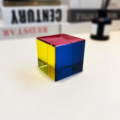 Miniatura 5 de Cubo de colores mezclados con soporte de exhibición pulido de diamante, juguetes científicos y educativos, magníficos juguetes de física Juguete