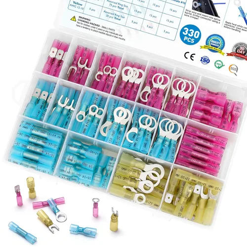 Miniatura 14 de TICONN 1250 piezas de conectores de cables con funda termorretráctil, kit de terminales eléctricos impermeables para uso automotriz y marino