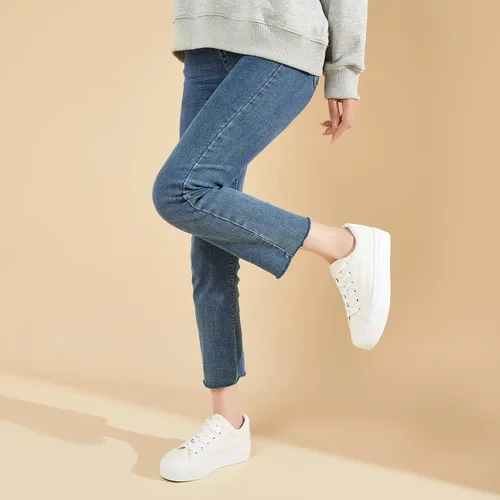 Miniatura 9 de THATXUAOV Zapatillas de deporte de plataforma para mujer, zapatos de tenis blancos casuales de moda