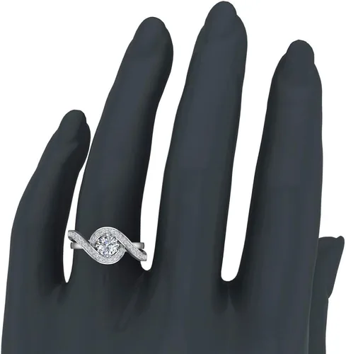 Miniatura 3 de Anillo de compromiso de diamantes entrelazados de 1,00 quilates con vástago trenzado de oro de 14 quilates - Certificado GIA