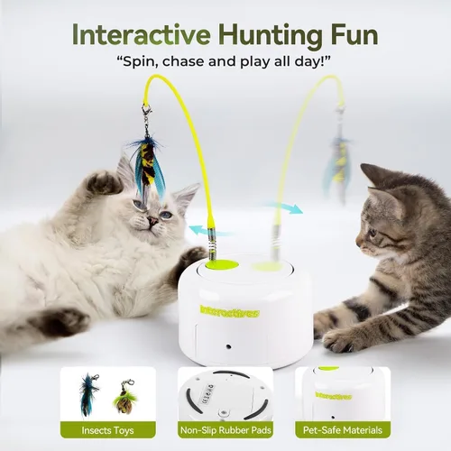 Miniatura 2 de ALL FOR PAWS Juguete interactivo para gatos, juguetes automáticos para gatos con insectos voladores para gatos aburridos de interior, juguetes