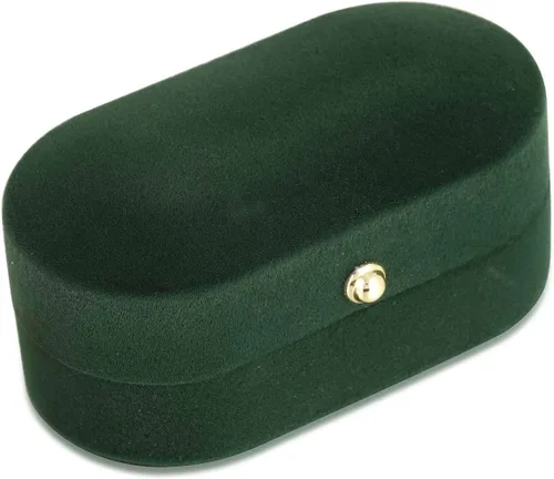 Miniatura 3 de FM FM42 Caja de terciopelo verde vintage para 2 anillos de compromiso de boda, paquete de 1