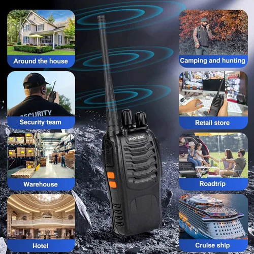 Miniatura 5 de BAOFENG Walkie Talkies 888S recargable de largo alcance con auriculares para adultos, radio profesional de 16 canales, radios bidireccionales