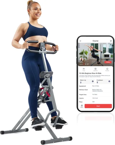 Miniatura 11 de Sunny Health & Fitness Row-N-Ride PRO, máquina de sentadillas completa para todo el cuerpo con banda de resistencia opcional, fácil de instalar