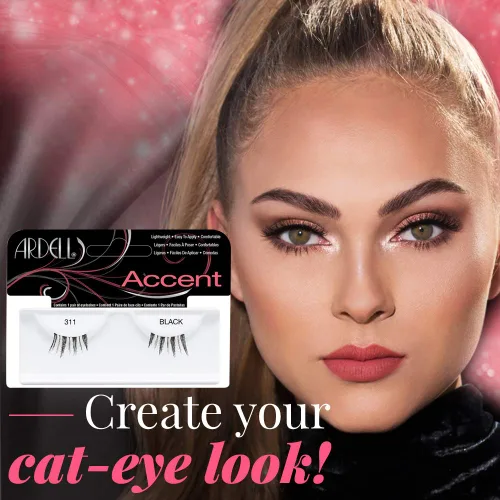 Miniatura 2 de Ardell Accent Half Lashes 311 - Negro, Pestañas Postizas de Media Pestaña Ligeras Estilo Ojo de Gato para Realce Natural del Ojo, Pestañas Postizas