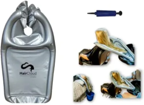 Embudo inflable para lavar el cabello con champú en cualquier silla y lavabo. Dispositivo de bandeja portátil para usar en casa, en salón, hogar de