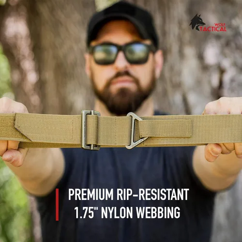 Miniatura 5 de WOLF TACTICAL Everyday Riggers Belt - Cinturón táctico de nailon de 1.75 pulgadas para CQB, CCW Canela