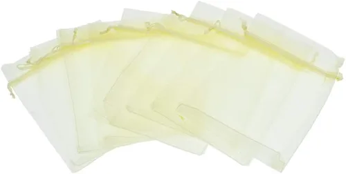 Miniatura 5 de Lautechco 100 bolsas de organza – 4 x 6 pulgadas, bolsas de regalo de malla beige con cordón para Navidad