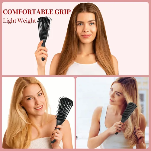 Miniatura 7 de UREELIN Juego de cepillos para el cabello rizado, desenredante para cabello afroamericano/africano texturizado 3a a 4c, cepillo desenredante