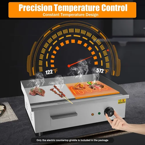 Miniatura 3 de Plancha eléctrica antiadherente de 3000 W, parrilla termostática de doble control de 572 °F/572.0 °F con disyuntor de sobrecarga, parrilla