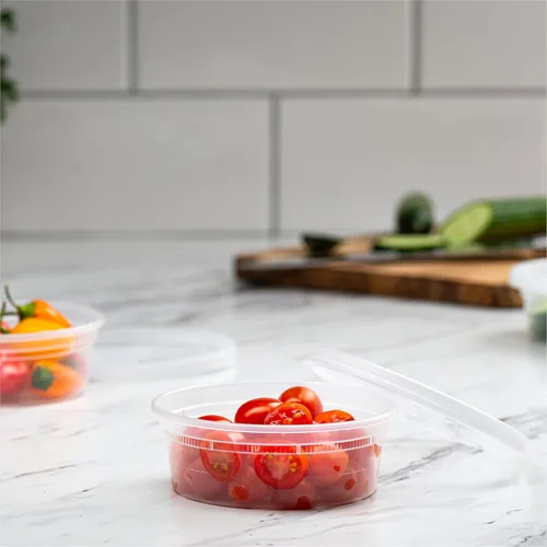 Miniatura 3 de Stack Man Recipientes de 8 onzas con tapas (48 juegos) – Contenedores de plástico transparente para almacenamiento de alimentos, sellado hermético