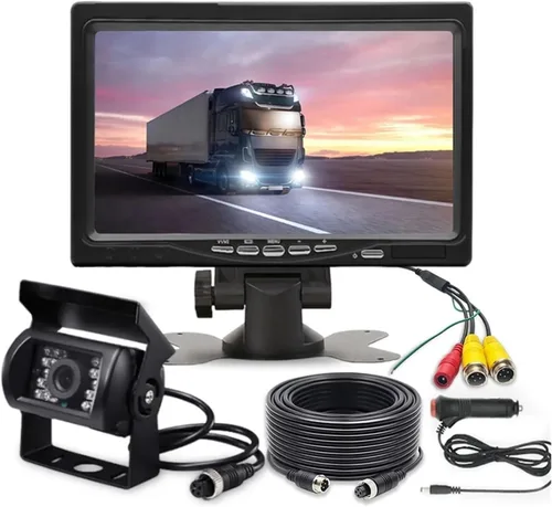 Miniatura 8 de Monitor de pantalla LCD TFT de 7 pulgadas para automóvil, kit de cámara de respaldo con cable de 49.2 ft para 18L/ ED IR Cam 10M