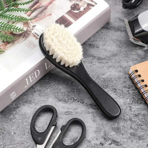 Miniatura 7 de Juego de 4 cepillos de peluquero con mango de madera de fibra natural, cepillo para peinar barba, plumero de cuello y cepillo de limpieza