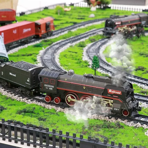 Miniatura 2 de Tren de Navidad eléctrico RC modelo con carro y pista larga, (modelo 62904B/versión de control remoto)