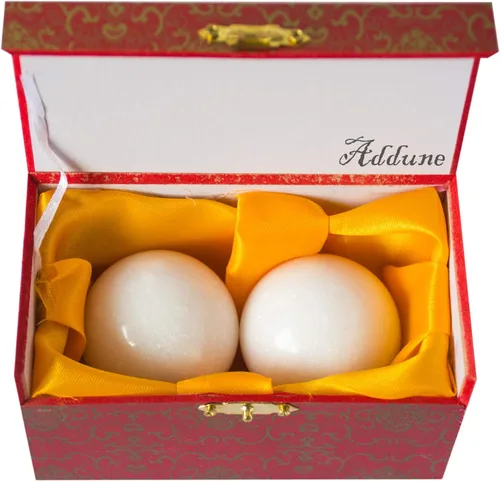 Miniatura 2 de Bolas de estrés de mármol para medicina de salud china, terapia de masaje de piedra blanca, bolas de ejercicio de mano, regalo con caja