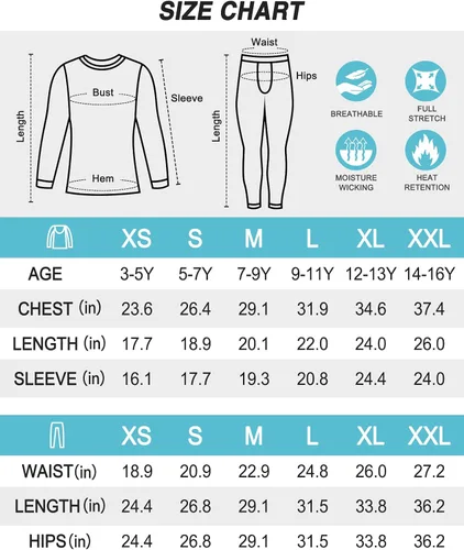 Miniatura 6 de MRIGNT Ropa interior térmica para niños, conjunto de pantalones largos térmicos con camisa y pantalones