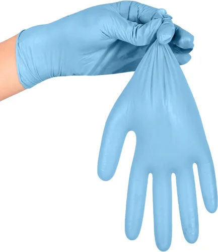 Miniatura 7 de Guantes de examen médico de nitrilo: sin polvo, no estériles, guantes desechables de 5 mil, color azul