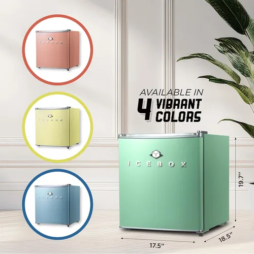 Miniatura 6 de ICEBOX Refrigerador compacto de 1.7 pies cúbicos, refrigerador pequeño certificado ENERGY STAR, mini refrigerador de una sola puerta con Verde menta