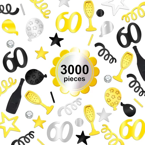 Miniatura 3 de 3000 piezas de confeti de cumpleaños con purpurina para decoración de cumpleaños, aniversario, mesa de papel de aluminio metálico, confeti