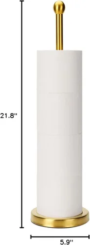 Miniatura 9 de Songtec Soporte de Papel Higiénico Dorado con Reserva, Soporte de Rollo de Papel de Pie para 4 Rollos, Diseño Compacto Almacenamiento de Papel