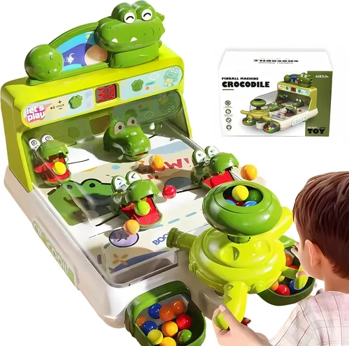 Juego de Pinball de Dinosaurio y Cocodrilo, Juego de Mesa Interactivo Electrónico para Niños, Juegos de Mesa para Niños Pequeños de 3 a 5 Años,