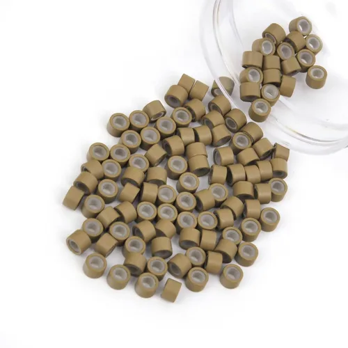 Miniatura 45 de Vlasy 100 Piezas Cuentas de Nano Anillo con Forro de Silicona para Extensiones de Cabello Humano con Nano Anillo 5 Colores Opcionales (Negro)