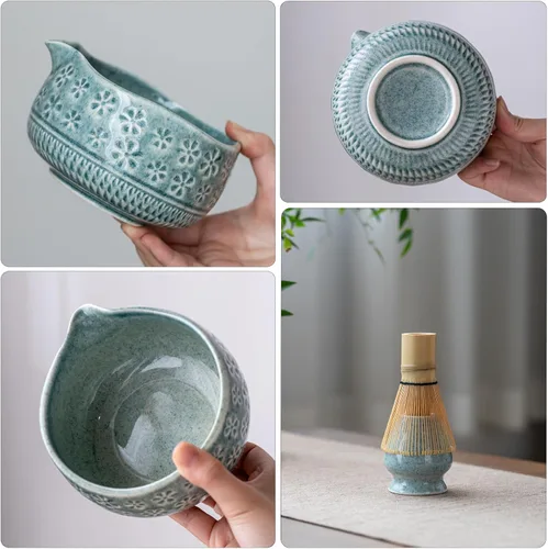 Miniatura 2 de Buucup Juego de batidor de matcha, kit de matcha de cerámica que incluye cuenco matcha, batidor y soporte, cuchara de bambú, soporte para cucharada