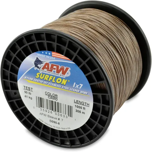 Miniatura 93 de Alambre de pesca americano Surflon recubierto de nailon 1x7 de acero inoxidable, línea líder de pesca para agua salada, prueba de 10 libras - prueba