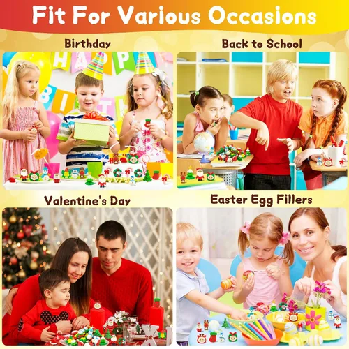 Miniatura 7 de 120 PIEZAS Borradores de Navidad para Niños, Borrador de Rompecabezas a Granel, Mascotas de Escritorio, Borradores Festivos para Niños, Regalos