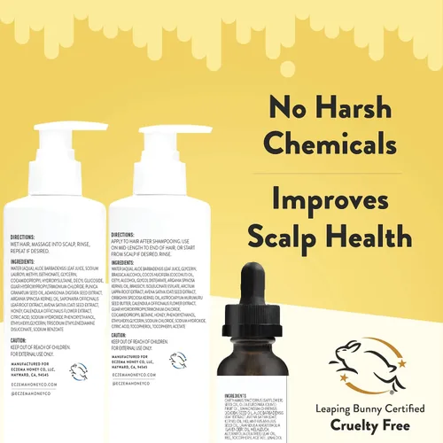 Miniatura 5 de ECZEMA HONEY Kit de cuero cabelludo – Champú natural anticaspa, acondicionador y aceite de cuero cabelludo para escamas – Aceite de argán y aceite