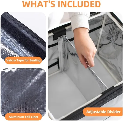 Miniatura 7 de TooCust Bolsas Aislantes para Entrega de Alimentos XXL 19.7" x 15" x 15", Bolsa Comercial Aislante para Entrega de Alimentos con Divisor, Bolsa