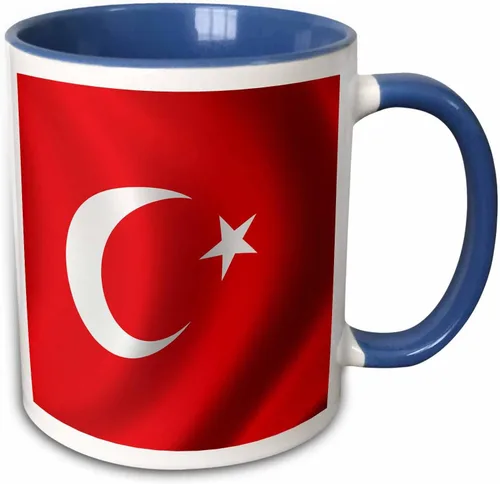 Miniatura 10 de 3dRose (mug_155075_4) Bandera de la bandera de Turquía país nacional turco ondeando media luna - Taza negra de dos tonos, 11 oz Negro