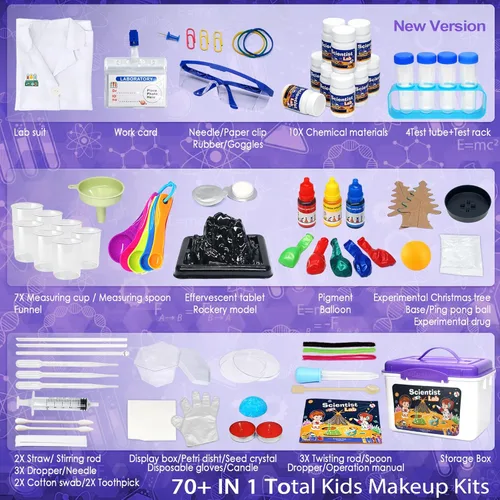 Miniatura 2 de Kit Educativo de Ciencias para Niños - 56 Experimentos de Laboratorio Científico con Traje de Científico de Laboratorio, Kits de Ciencias para Niños