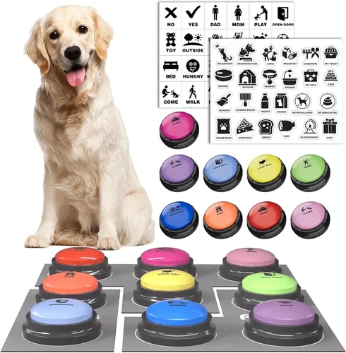 Botones para comunicación para perros, juego de 9 botones para hablar con perros, grabación de voz de 30 segundos, botones de entrenamiento para