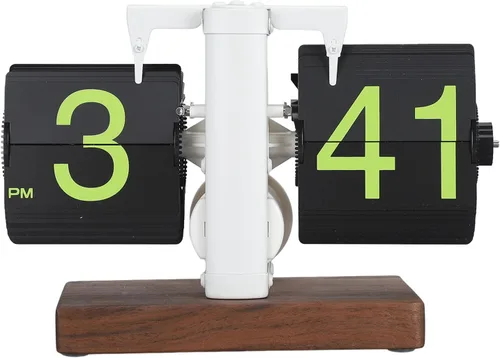 Miniatura 9 de FOSA Reloj de escritorio abatible, reloj mecánico retro vintage con números grandes, reloj de mesa silencioso con base de madera para el hogar