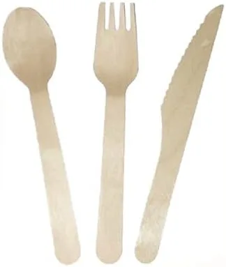 Miniatura 4 de TigerChef - Juego de cubiertos de madera 100% compostables, ecológicos, biodegradables, totalmente naturales