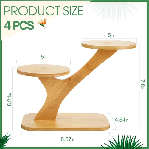 Miniatura 2 de 4 soportes de bambú para plantas de interior de 3 niveles, estante para alféizar de ventana para suculentas, pequeños soportes de flores