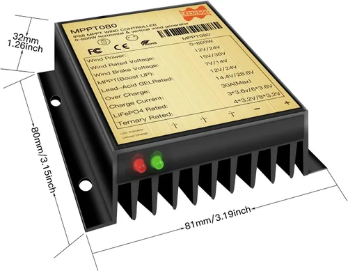 Miniatura 4 de Marsrock 30A 48V Max 800W Winmill entrada MPPT Mini controlador de carga de viento IP68 impermeable regular trabajable para batería de gel de plomo