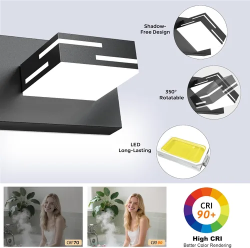 Miniatura 2 de IZORRO Moderna lámpara LED de tocador de baño (30 pulgadas, 4 luces, 5 CCT, regulable), luces de tocador negras mate para accesorios de iluminación