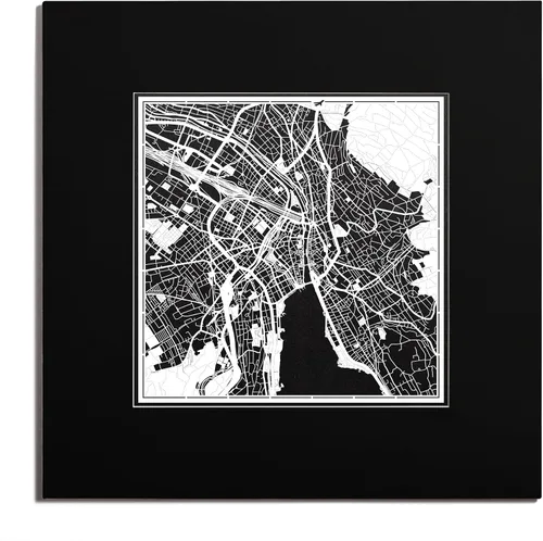 Miniatura 85 de O3 Design Studio Mapa de corte de papel Madrid negro mate de 20 x 20 pulgadas