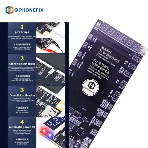 Miniatura 4 de PHONEFIX BA29 Placa de detección de activación de batería para iPhone 5-15 PRO MAX Android Baterías de teléfono Android Probador de carga de placa