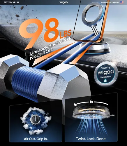 Miniatura 4 de Wigoo Soporte de teléfono de coche mejorado 2026 para Magsafe [succión de 98 libras y 3000 gf magnético] Soporte de automóvil ajustable en 360°