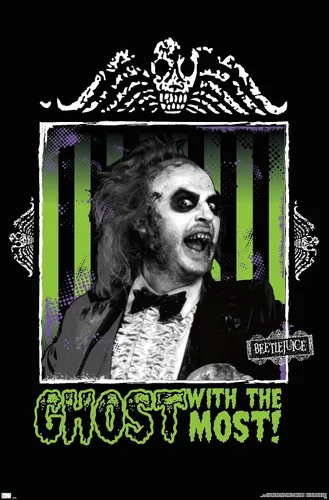 Miniatura 10 de Trends International Beetlejuice - Póster de fantasma con la mayoría de la pared, 34 pulgadas de largo x 22.4 W, paquete de póster y montaje prémium
