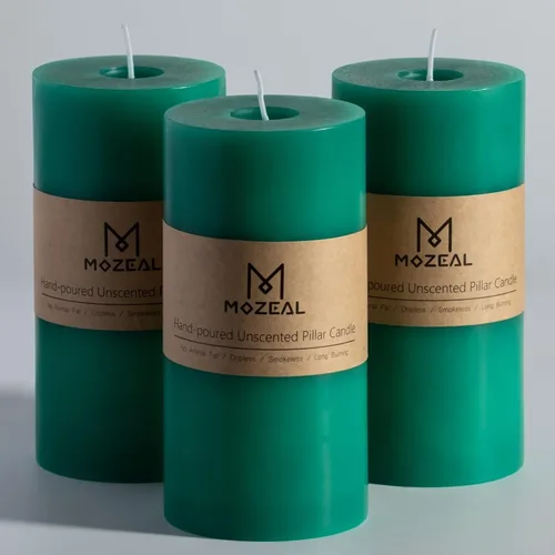 Miniatura 38 de MOZEAL Velas grandes sin perfume vertidas a mano de 3 x 8 pulgadas, sin humo, juego de 2, combustión lenta, sin goteo, aproximadamente 150 horas
