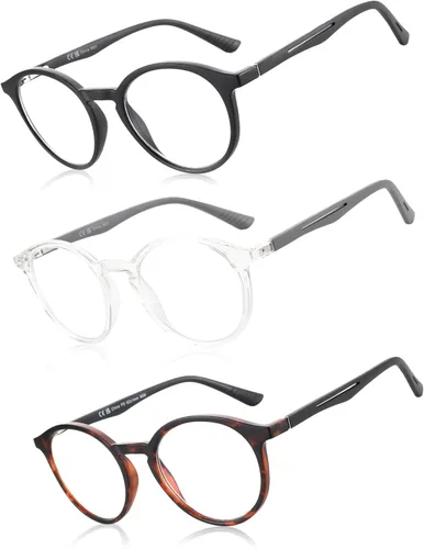 Miniatura 9 de BLUEMOKY Gafas de lectura para hombres y mujeres: Gafas clásicas redondas con filtro de luz azul - Gafas de lectura para computadora C02