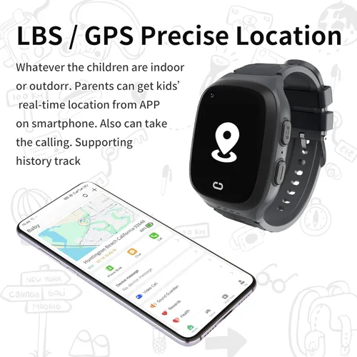 Miniatura 3 de Tixpc Reloj inteligente 4G para niños con rastreador GPS, ubicación, videollamada, teléfono celular, llamadas SOS, chat de voz, pantalla táctil