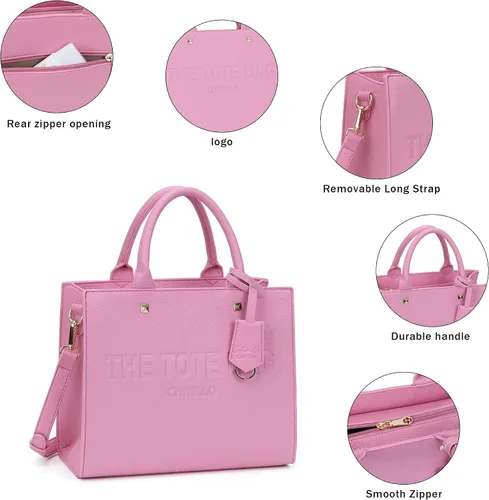 Miniatura 4 de Bolsa de mano para mujer, estilo satchel, con asa superior y correa para el hombro