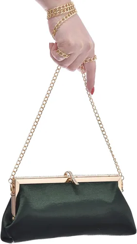 Miniatura 2 de Bolsa de embrague clásica de satén de lujo con elegante bolso cruzado con diamantes de imitación para boda novia graduación graduación