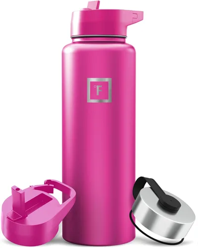 Miniatura 77 de IRON °FLASK Frasco de hidratación para acampar y senderismo con pajilla, botella de agua deportiva de acero inoxidable con aislamiento de boca Dark