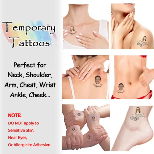 Miniatura 3 de Tatuaje personalizado con nombre y cara, tatuaje temporal personalizado para adultos, niños, amados, un amigo o familia, cara con nombre, 2 x 2